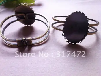 

Freeshipping!! 30*40mm Vintage DIY Bangle Oval Pendant Tray Blank Setting 40pcs