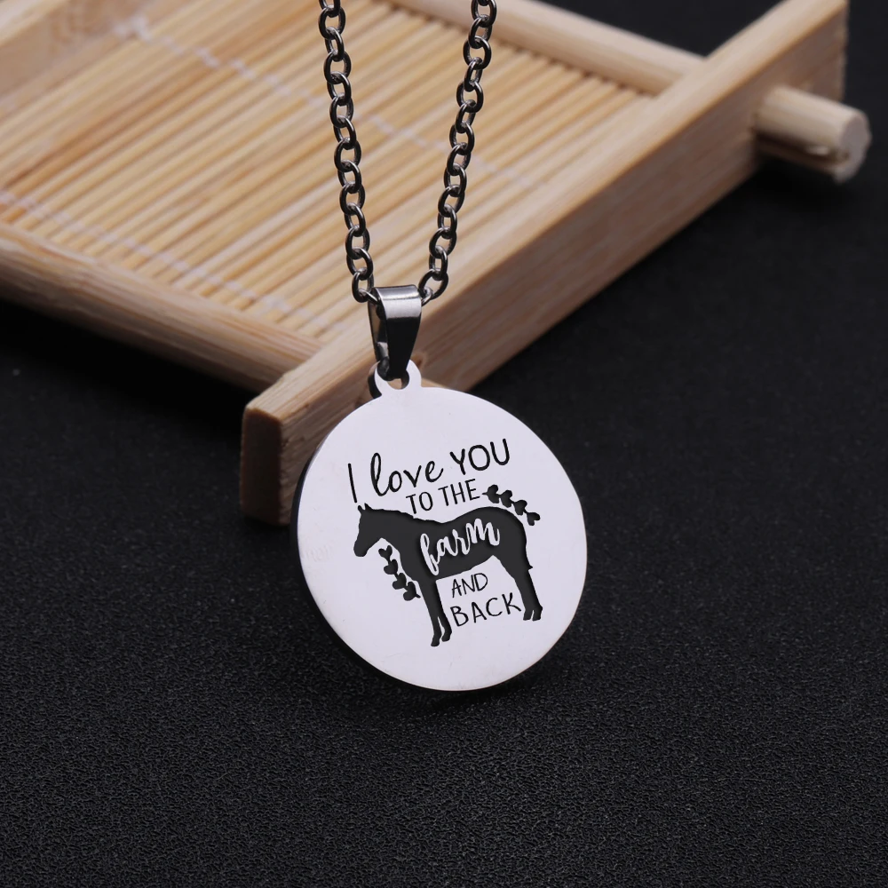 

Party Favors Necklace Trinket I Love You To The Farm And Back Kolye Stamped Horse Farmer Animals Lover Jewelry Pendant Necklaces