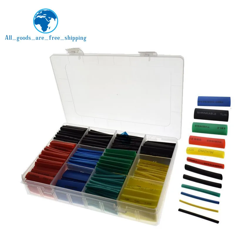 

530pcs Heat Shrink Tubing Insulation Shrinkable Tube Assortment Electronic Polyolefin Ratio 2:1 Wrap Wire Cable Sleeve Kit IC