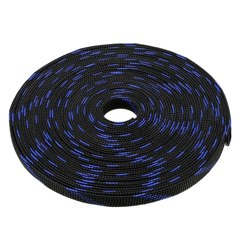 

Pet Braided Sleeving 32.8 Feet 10M Expandable Cable Wrap 10Mm Diameter Wire Sheath Blue Black