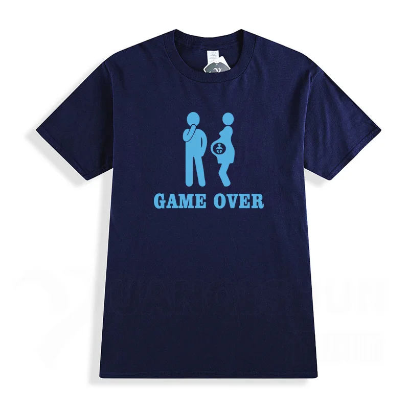 Коллекция года, новинка, 16 цветов, хлопковая футболка с принтом для женщин, мужчин и детей, с надписью «Game Up» брендовая одежда забавная Футболка для беременных XS-3XL - Цвет: NavyBlue 2