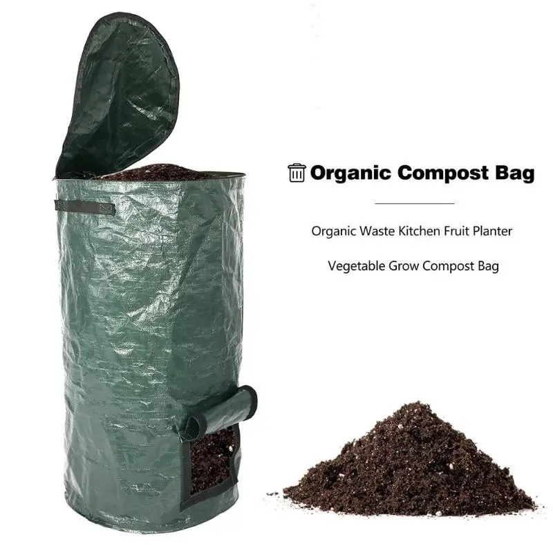 Garden Organic Waste Kitchen Garden Yard Compost Bag Environmental PE Cloth Planter Kitchen Waste Disposal Organic Compost Bag