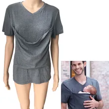 Многофункциональный Лето передней нести карманы одежда-кенгуру футболка Топы размера плюс Рюкзаки-кенгуру packback папа pappy Одежда для Пап