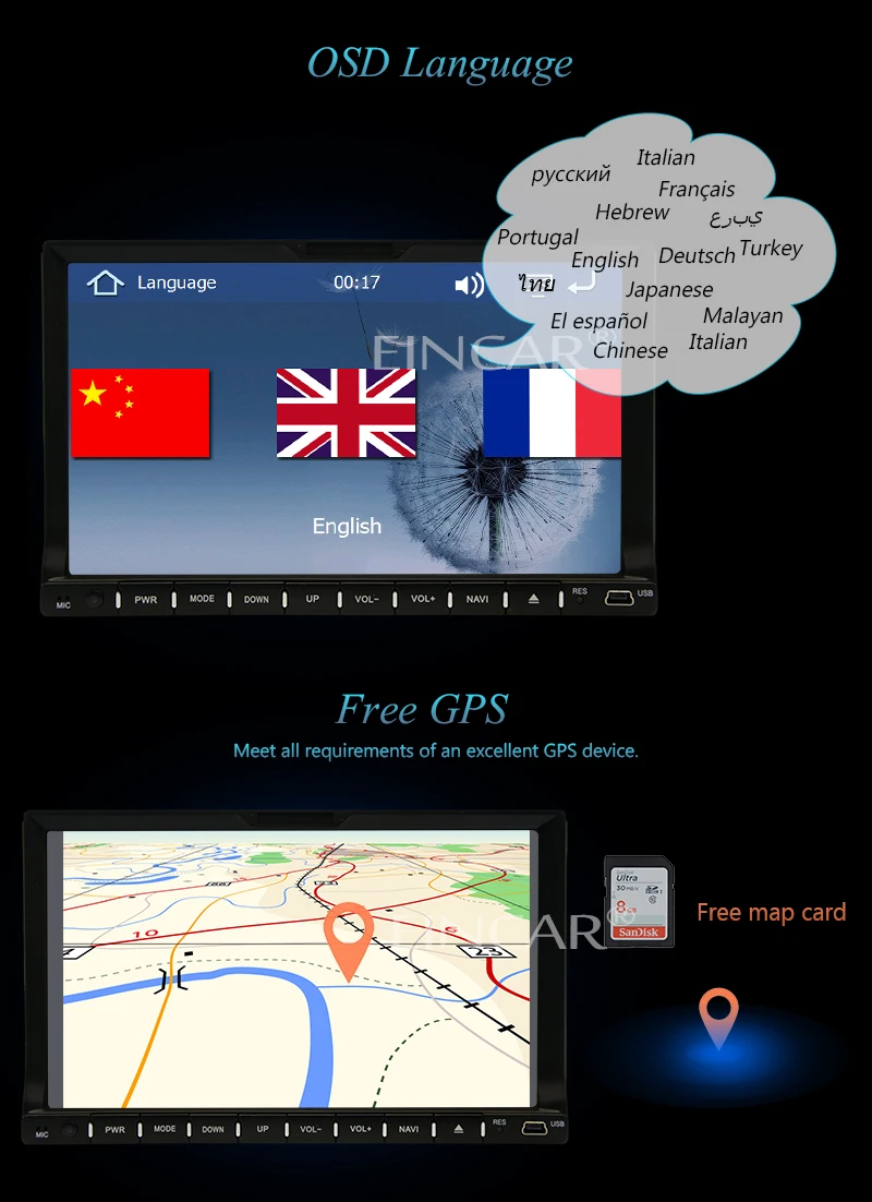 Clearance 7inch 2 Din Car DVD Player touch screen 2 Din GPS Car Stereo Navigation In Dash Bluetooth FM Radio Audio Steering Wheel free gps 23