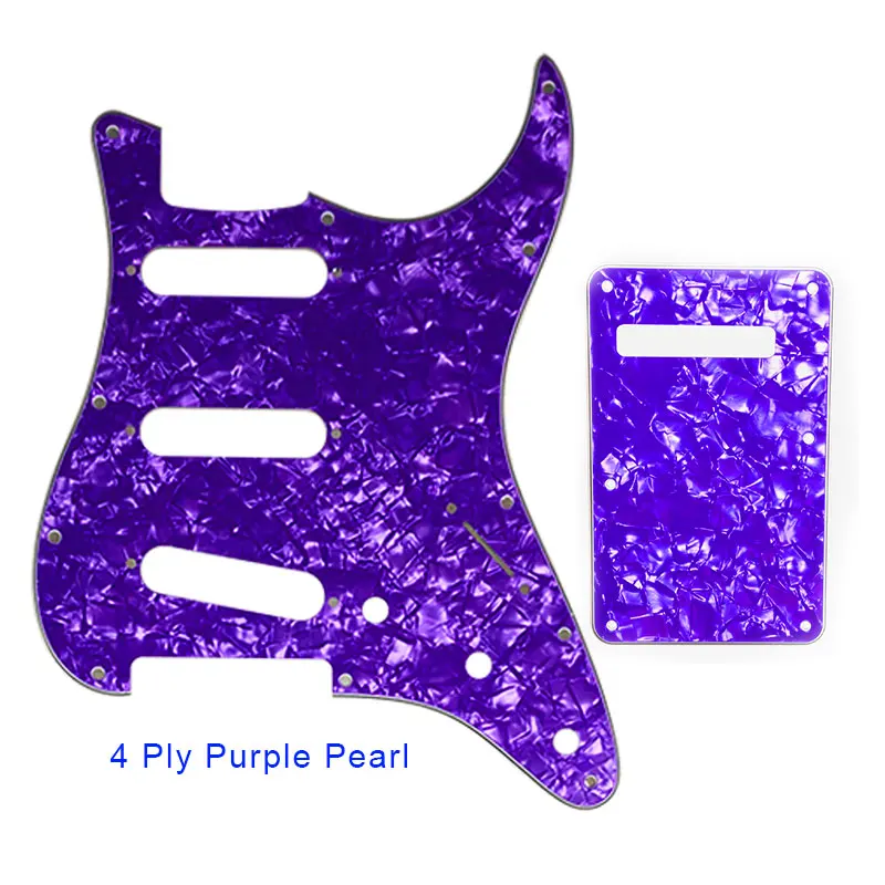 Запчасти для гитары Pleroo-для США \ Мехико Fd Stratocaster 72' 11 Отверстие для винта Стандарт St& задняя пластина царапина пластина Многоцветный выбор - Цвет: 4Ply Purple Pearl