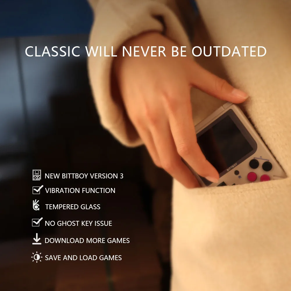 New BittBoy V3.5 Video Game Console Retro Handheld Save/Load Game Console +8GB MICRO SD CARD
