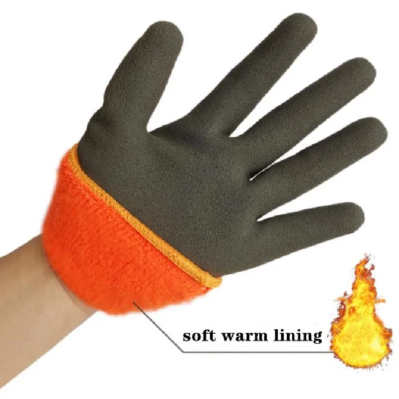 1 Pair Fishing Gloves Warm Safety Gloves Acrylic Anti Cold Thermal Wear-resistant Waterproof Winter Cold Storage Transportation