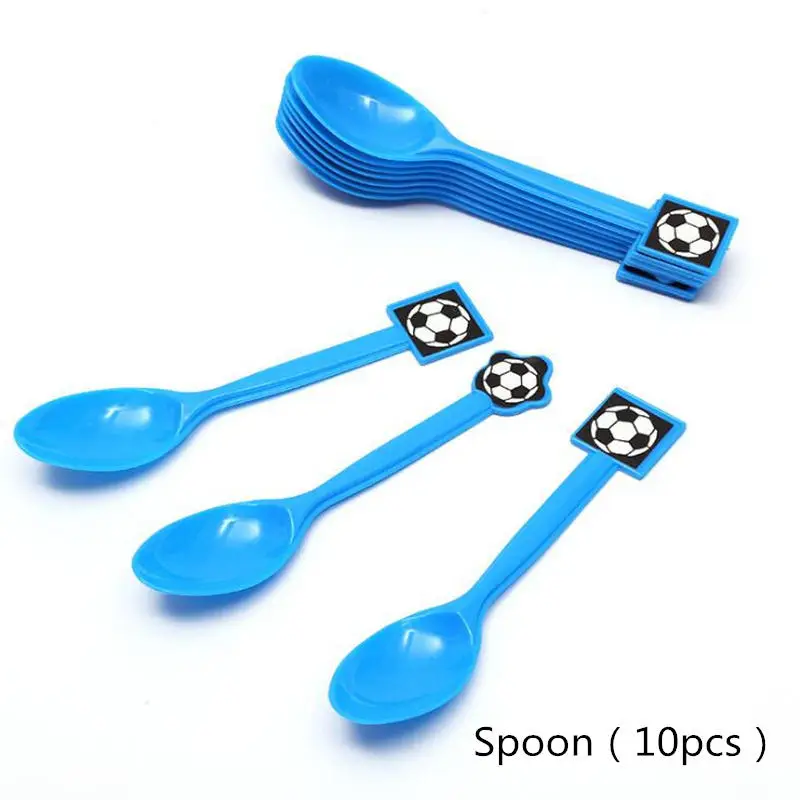 Spoon 10pcs Сувениры для мальчиков футбольная тематика Топпер для торта с днем рождения футбольные топперы для кексов с оберткой для украшения детского душа 12 комплектов = 24 шт - Цвет: Spoon 10pcs