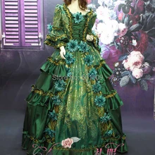 Зеленые Блестки бисера Вышивка цветок средневековое платье на бал эпохи Возрождения платье королева Викторианский готический/Marie Antoinette/Belle бальное