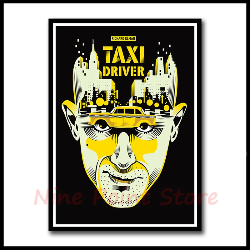 Классический фильм такси водитель Робер де Ниро декоративная живопись белый плакат из крафт-бумаги стикер на стену без рамки - Цвет: Синий