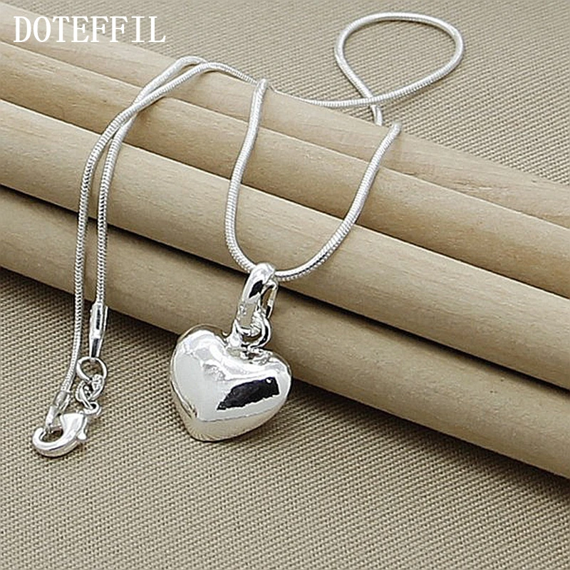 Wholesale 925 Silver Color Necklace Fashion New Jewelry Heart Pendant Necklace For Women Girl Gifts - Image 3