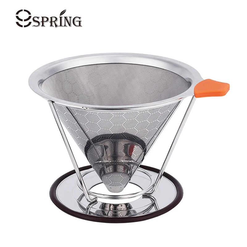 

Pour Over Coffee Dripper Stainless Steel Coffee Filter Dual Mesh Coffee Cone Dripper Basket Reusable Tea Strainer Coffee Tools