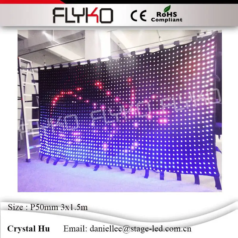 

Sexy video starlight display portable led video curtain backdrop P50mm 3x1.5m