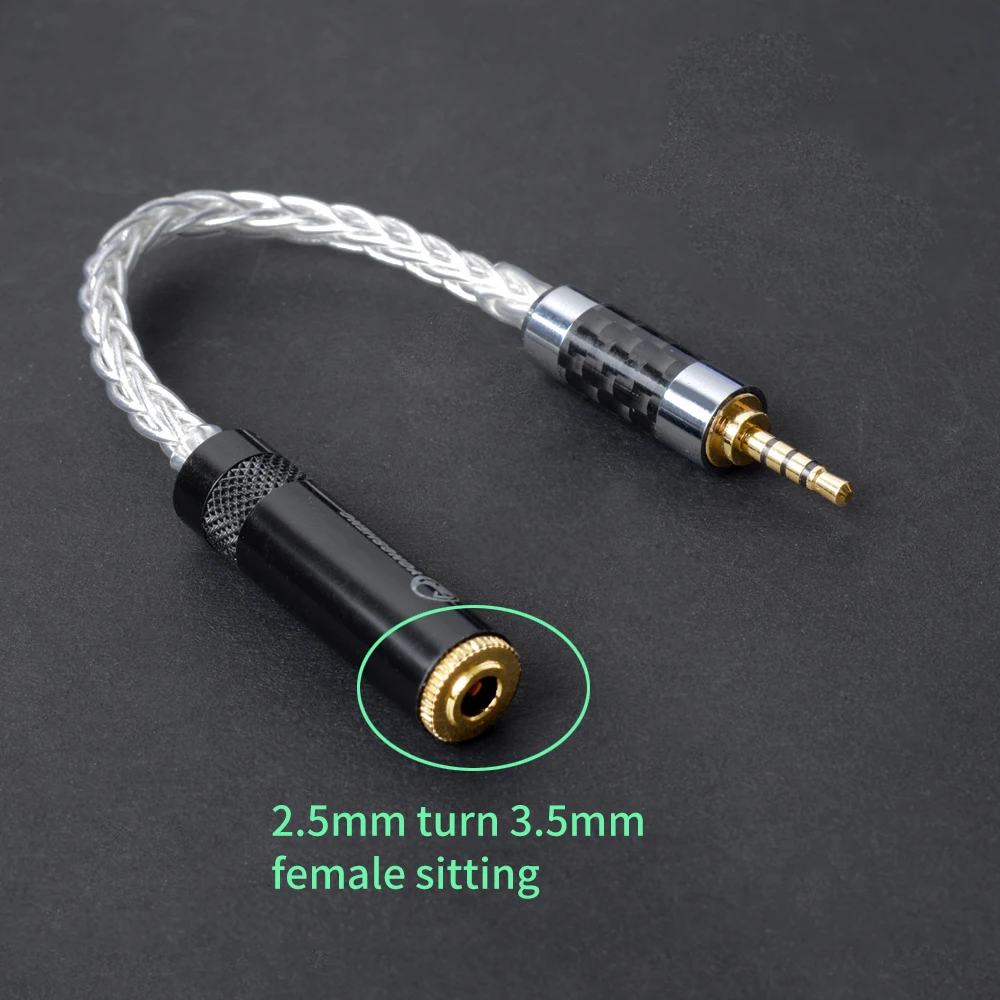 OKCSC 2,5 мм баланс Мужской Интерфейс 4-полюсный разъем обратиться к 3,5 мм со штекера на гнездо адаптер кабель 8 ядро одиночного покрытая серебром аудио провода