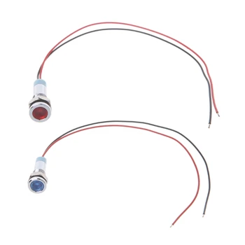 

YAM 6mm 1/4" 6V LED Metal Indicator Pilot Custom Dash Light Lamp with Wire Red/Blue LED Color For Warning Indicator Light