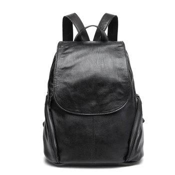 

ladies backpack for women sheepskin genuine leather large zipper female backpack leather school bags for girls mochila feminina