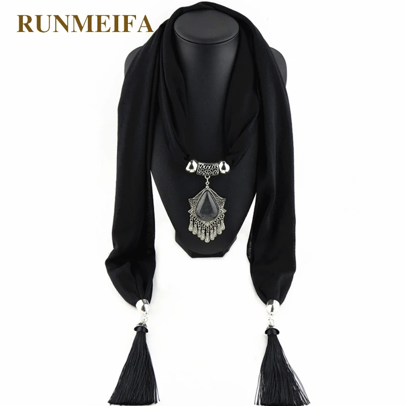 

[RUNMEIFA] New Charms Winter Scarf Necklaces Tassel National Pendant Scarf Necklaces Women Scarf Necklaces Jewelry Wholesale