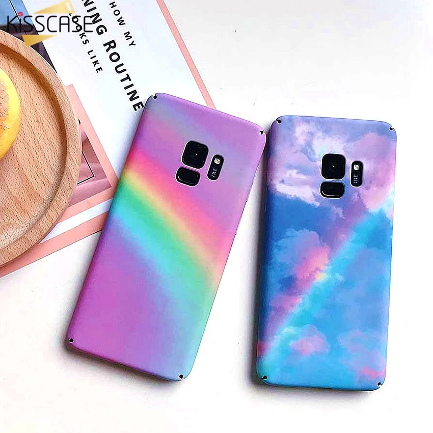Чехол KISSCASE с радужным узором для Samsung Galaxy Note 8 9 S8 S9 жесткий матовый цветной чехол