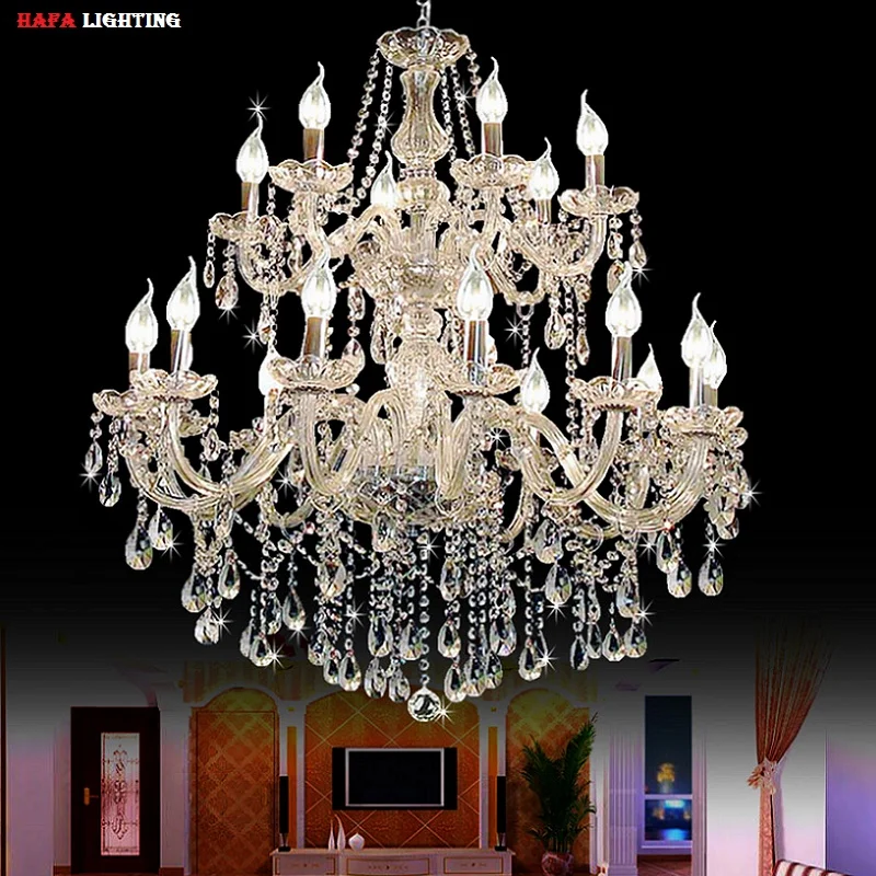 Large foyer modern chandelier Stair Long candle crystal chandelier Fixture Staircase lighting stairs Long hanging chandelier