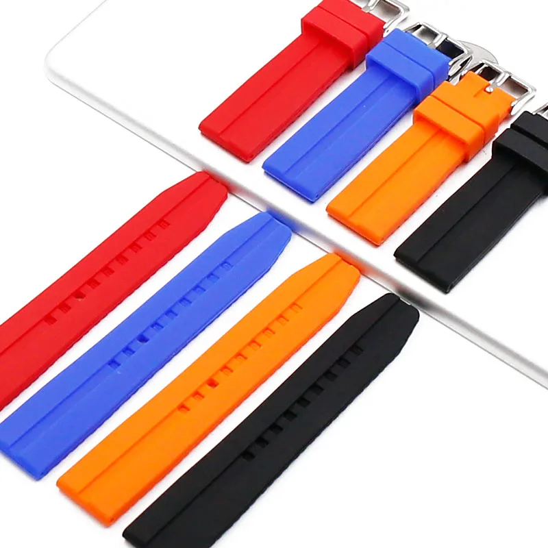 

Outdoor sports silicone strap men 22mm pin buckle rubber strap watch accessories waterproof watch strap band