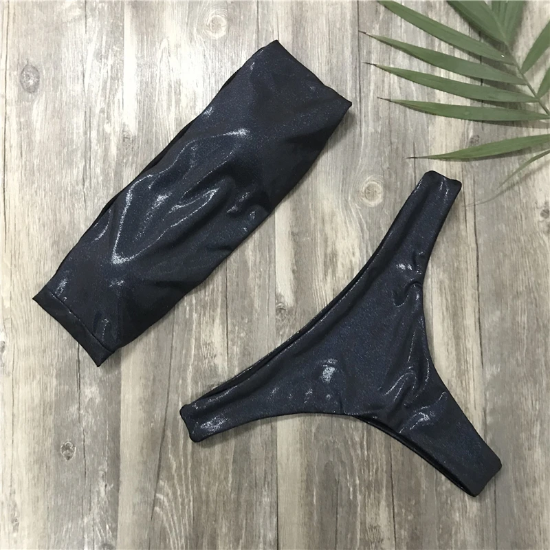 Ariel Sarah 2018 Solid Bikinis Women New Black Swimwear Swimsuit Sexy Off Shoulder Bikini Bathing Suit Women Bikini Set Monokini