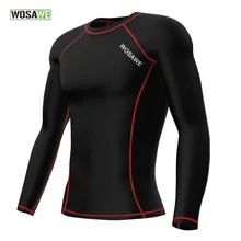 WOSAWE Men’s Compression Base Layer Top Cycling Jersey Long Sleeve Mountain Biking Jersey Body Fit Sports Shirt 2 Colors
