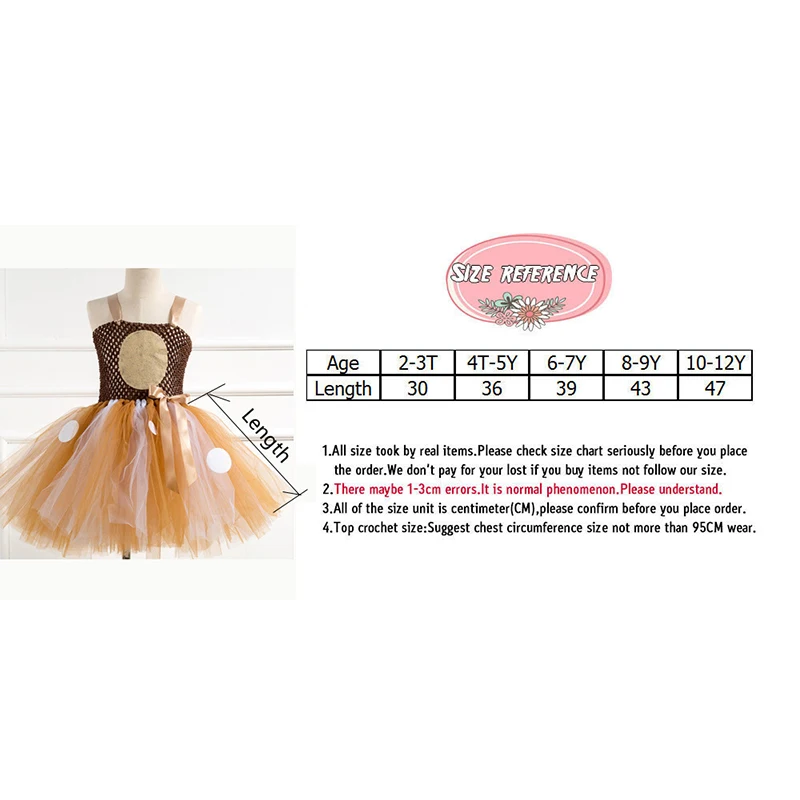 Fawn Bambi Sika Deer Tutu Dress Halloween Costume For Baby Girls Kids Birthday Party Dress Children Cosplay Animal Sika Deer