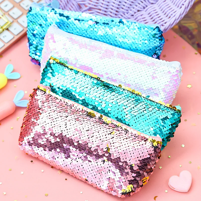 أزياء حورية البحر الترتر حقيبة سفر لمستحضرات التجميل سستة حافظة للمكياج المنظم تخزين غسل مربع ماكياج الحقيبة أدوات الزينة امرأة الجمال