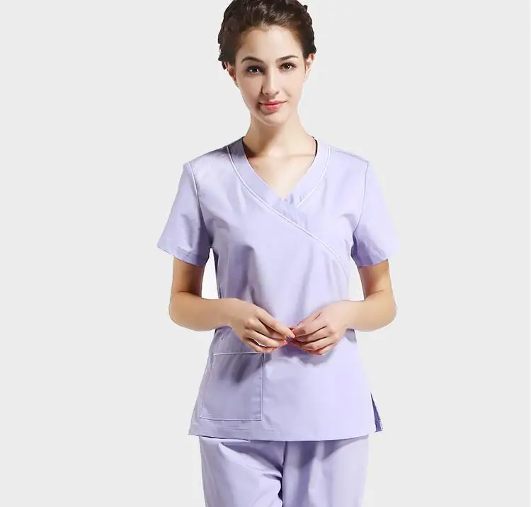 Новинка 2017 года поступления Управление комнаты короткий рукав Скребки (топ + Брюки для девочек) для женщин светло-фиолетовый медсестра
