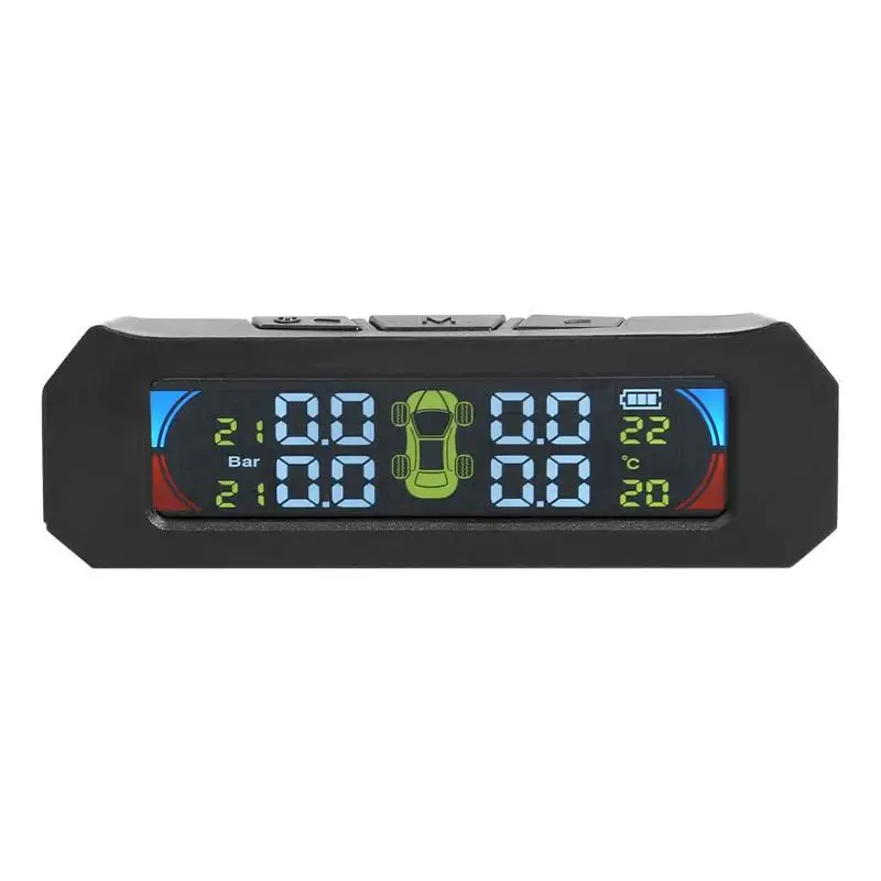 Солнечный цветной ЖК-дисплей TPMS беспроводная автомобильная система контроля давления в шинах с 4 датчиками сигнализация высокого качества
