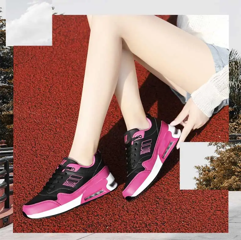 Tenis feminino/Новинка 2019 года; Женская теннисная обувь с воздушной подушкой; спортивная обувь на плоской подошве для бега; Студенческая сумка;