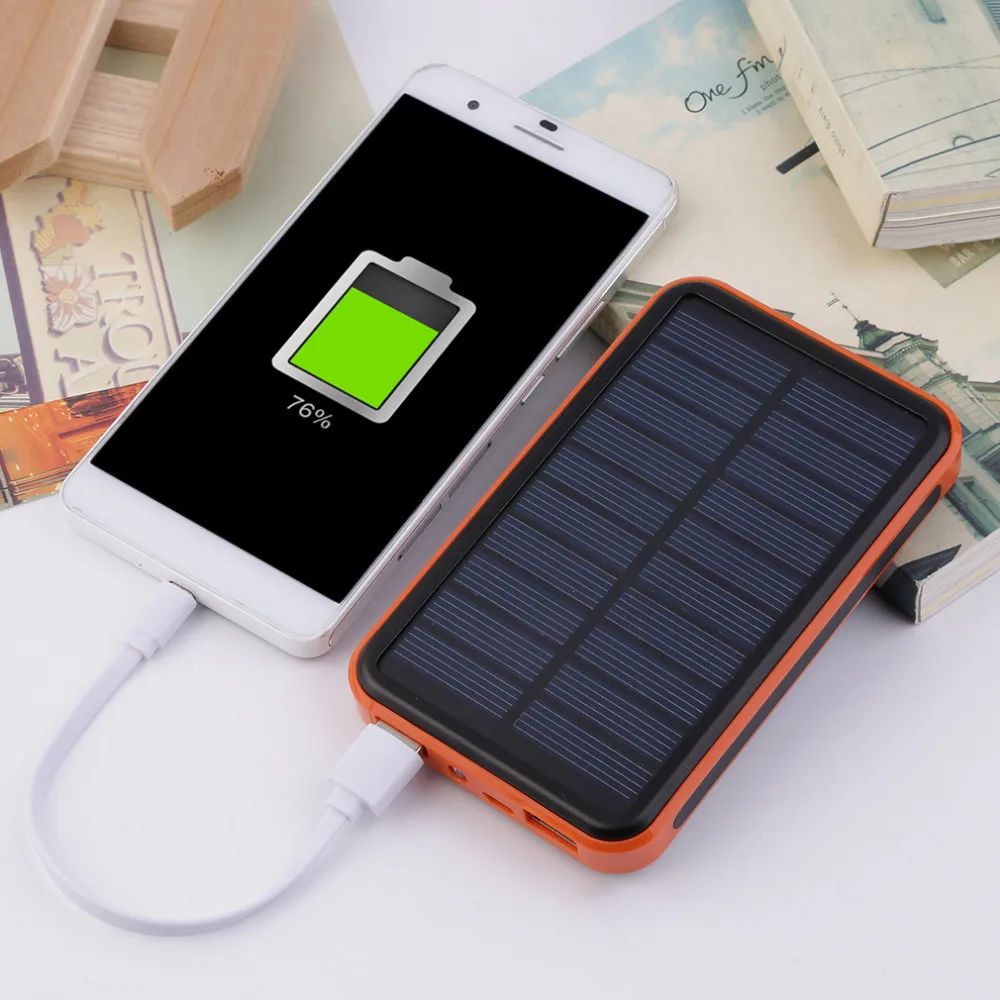 

Super Thin Large Capacity Waterproof Portable Solar Power Bank Dual USB Solar Charger For Mobile Phones For Iphone
