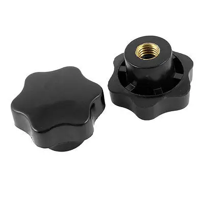 

2 Pcs 10mm Female Thread Diameter Screw On Type Star Knobs Black