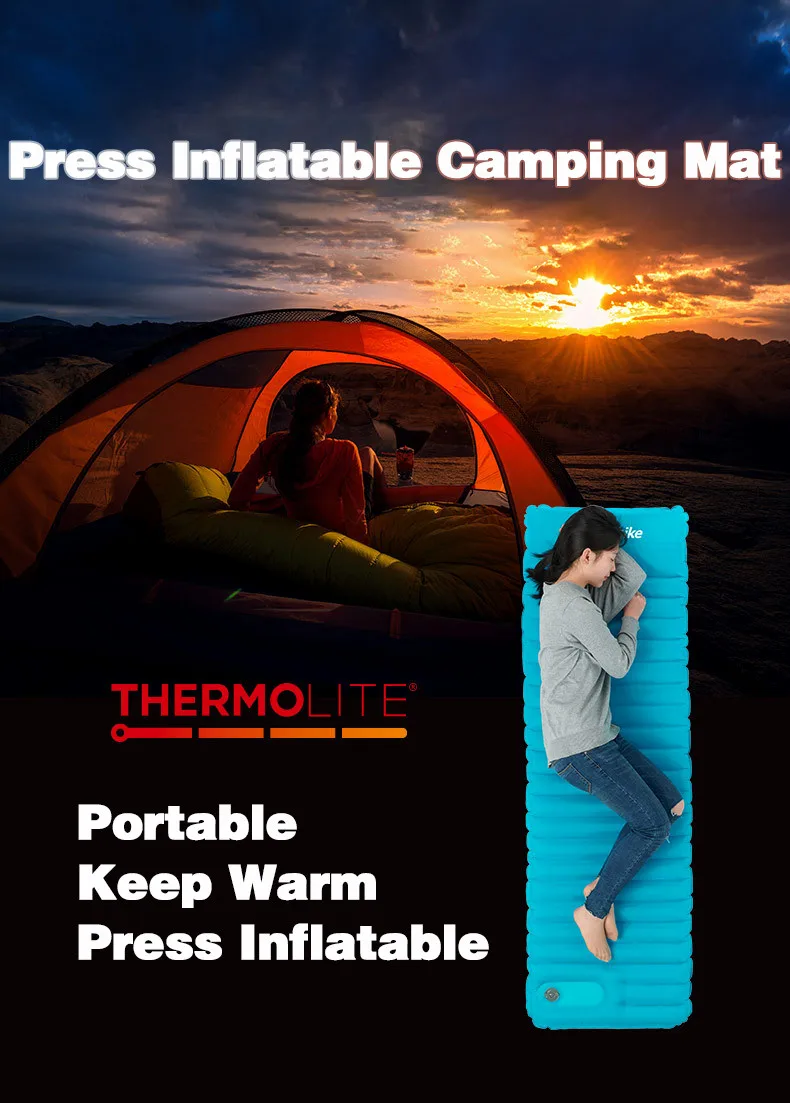 Cama de ar Acampamento com Travesseiro Tenda ao ar Naturehike Engrossar Esteira Leve Livre Dormir Almofada Colchão Inflável Nh18q001-d 7.5cm Mod. 1263860 2 Cheap Esteira de acampamento