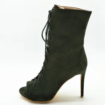 

SHOOFOO shoes,Beautiful fashionable women's shoes, suede, about 11cm high heels, peep toe boots, mid-calf boots. SIZE:34-45
