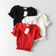 Новые женские кардиганы с коротким рукавом женские кардиганы с v-образным вырезом вязанные кардиганы