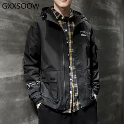 Уличная черная куртка для мужчин хип-хоп куртки с капюшоном ветровки для мужчин 2019 Мода Весна Осень Хип-хоп мужские s толстовки пальто GM139