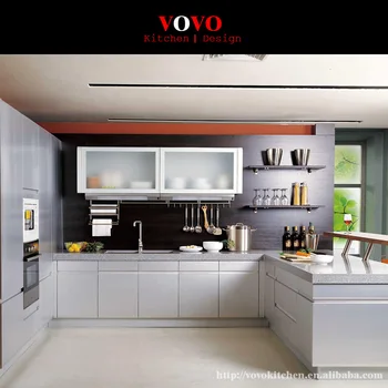 

Glaze white lacquer kitchen cabinet without handle