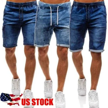 

2019 New Men Summer Casual shorts short Pant Destroyed Jeans short jean Stretch Pant Frayed shorts