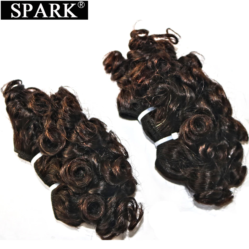 Paquetes de pelo humano rizado de chispa brasileña armadura de 6 pulgadas 3/6/9PC Remy Color marrón 6 piezas pueden hacer una peluca para mujer negra