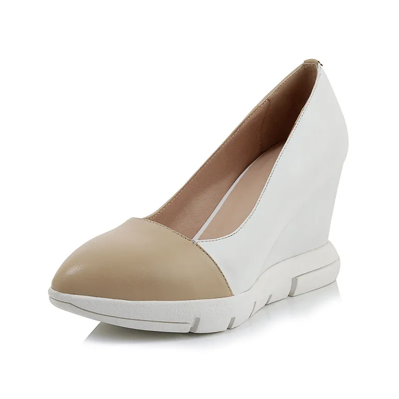 Karinluna Hot Sale 2019 Wholesale Pointed Toe Slip On Summer Pumps Woman Shoes Platform Wedge High Heels Shoes Woman Pumps