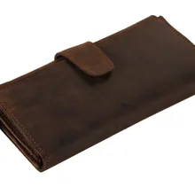 Высококачественная винтажная коричневая натуральная кожа барсетка для бизнесменов бумажник большой емкости Crazy Horse кожаные мужские бумажники, кошельки M8052