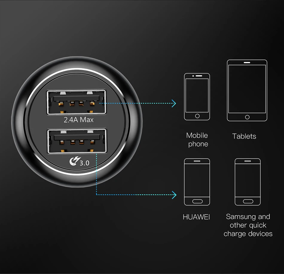 Baseus Quick Charge 3,0 Автомобильное зарядное устройство для samsung S8 Быстрая зарядка QC 3,0 быстрое зарядное устройство двойной USB зарядное устройство для мобильного телефона