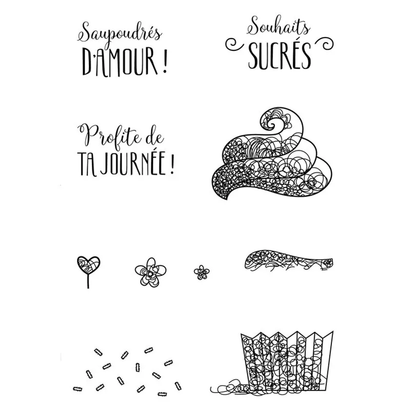 

French word Transparent Clear Silicone Stamps and metal cutting dies