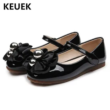 

New Spring/Autumn Children Shoes Girls Princess Butterfly-knot Low-heeled Baby Toddler Party Dance Kids Leather Shoes 041