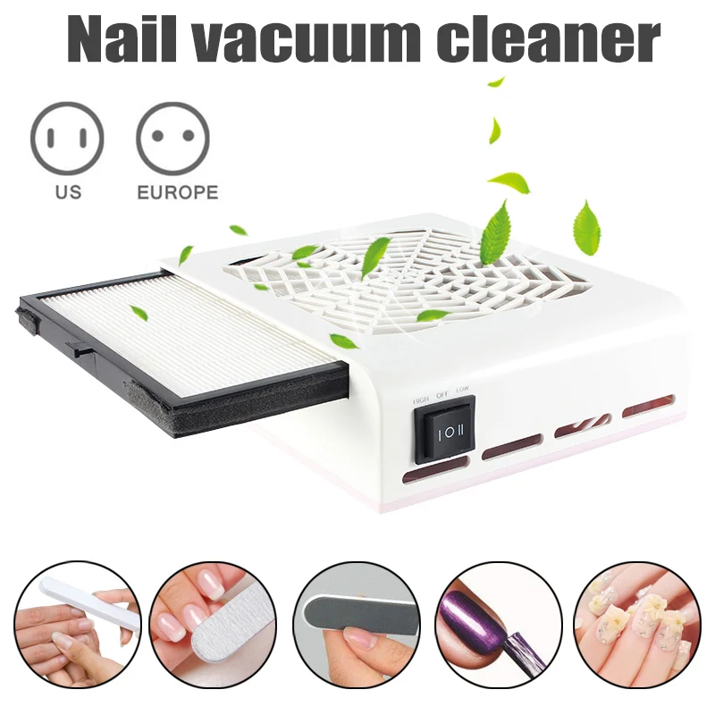 

Hot Nail Dust Vacuum Cleaner Suction Filter 2 Speeds Dust Collecting Tool US/EU Plug wyt77
