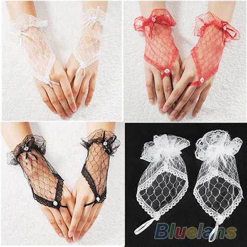 

Hot Sexy Lace Wrist Fingerless Evening Party Short Gloves for Lady 0IYB