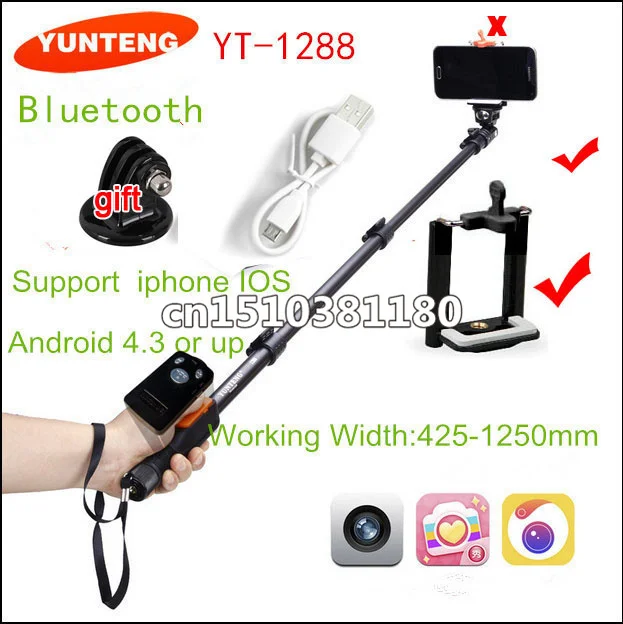 New Type Rotary 1288 Handheld Telescopic Monopod Tripod with Bluetooth