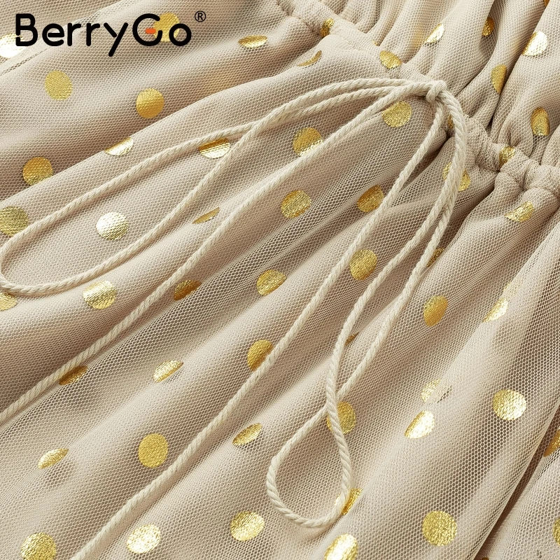 BerryGo вышитое блестками Сетчатое Прозрачное мини платье Вечерние вечернее с v
