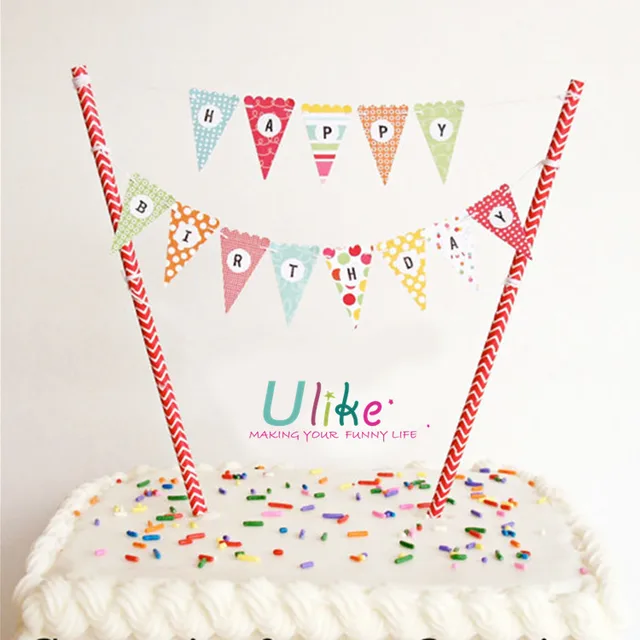 Birthday Flag Cake Topper Birthday Flag Cake Topper